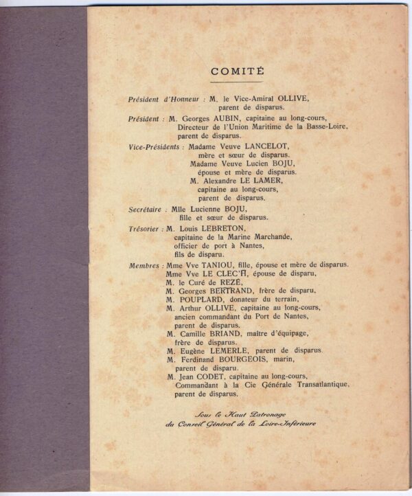 A la mémoire des marins de Rezé disparus en mer et morts au loin ...